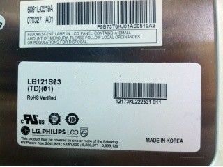 LB121S03-TD01 12,1 Inch 800 ((RGB) × 600 400 cd/m2 Tần số 60Hz TFT-LCD, LCM